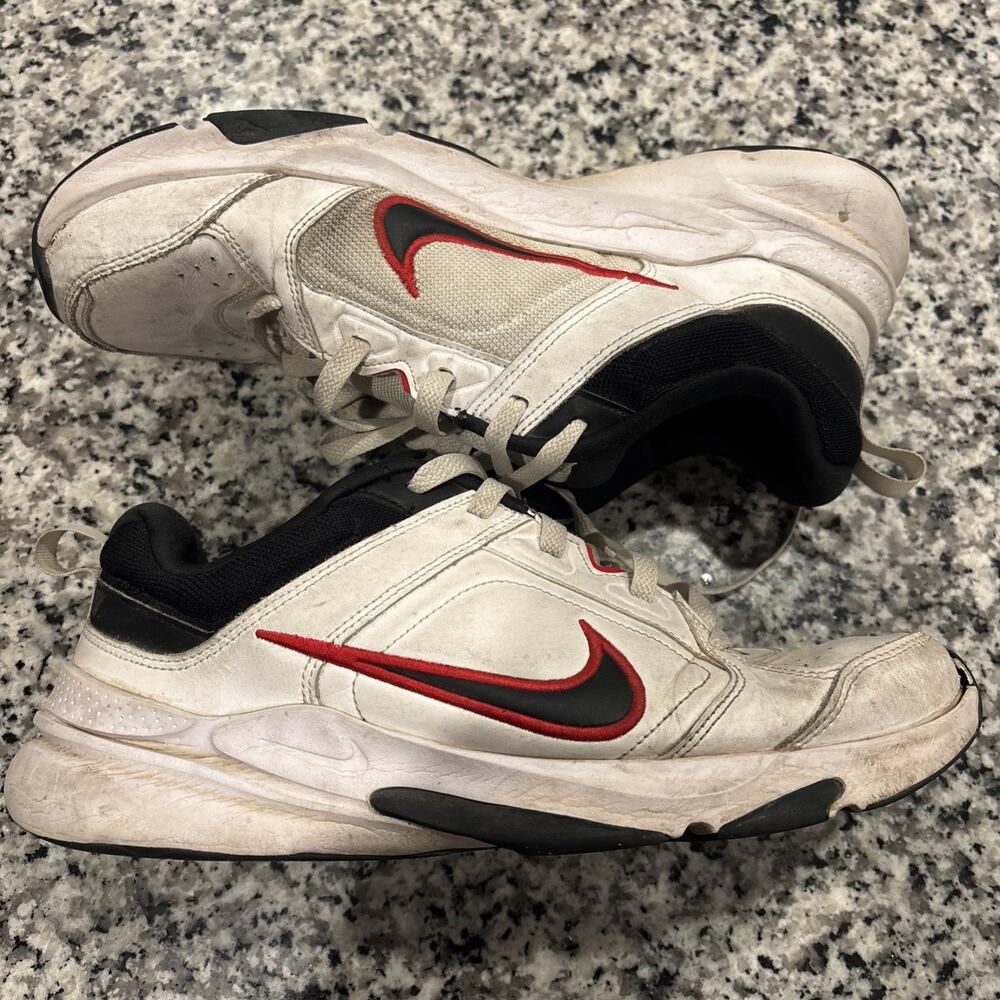 Nike Mens Defy Size 11 Shoes White Red Running Comfort Casual Dad Sneakers